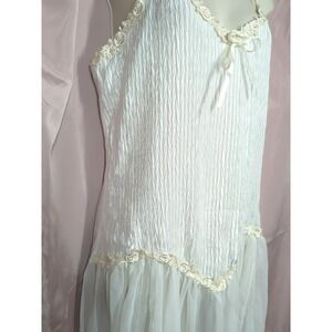 Dentelle Vtg Pleated Satin Chiffon Slip Negligee Nightgown M Slip Dress Princess